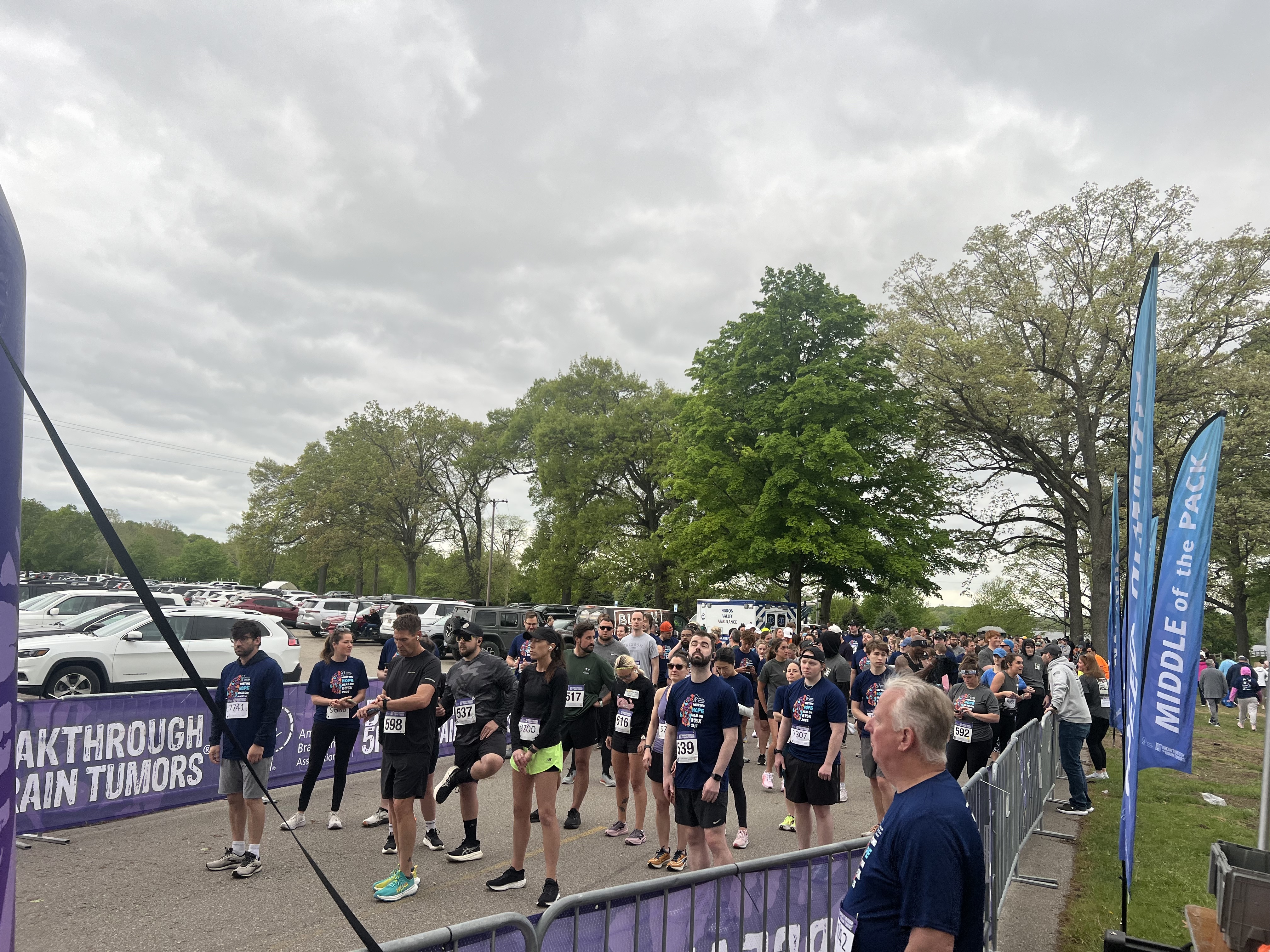 People standing ready to start race