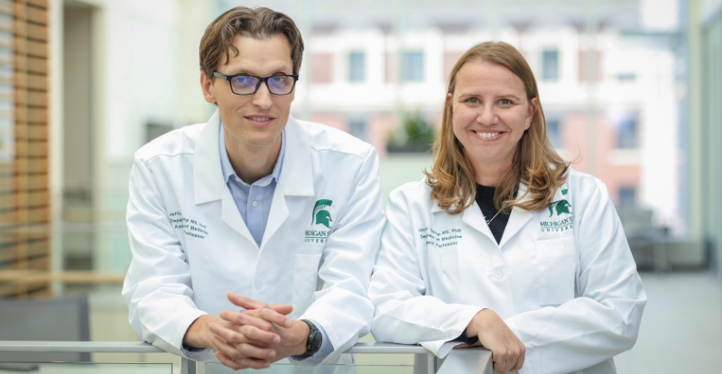 Doctors Jeff and Jennifer Klomp in the research center.